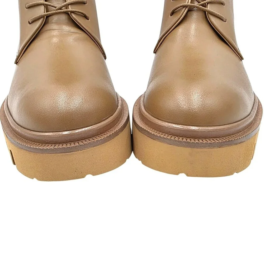 NEW Koio Italy Women 11 Fawn Beige Leather Cortina Combat Boots Handmade Shoes - Picture 9 of 16